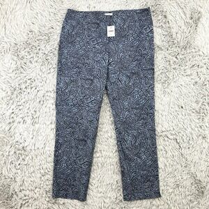 J Jill Pants Women's 12 Blue Paisley‎ AOP NWT Pull On Mid Rise Stretch Preppy